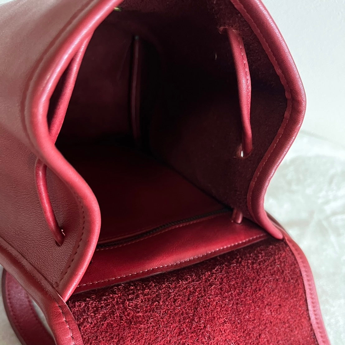 VTG Coach 9960 Red Leather Turnlock Drawstring Backpack – No Extra Fees US Only
