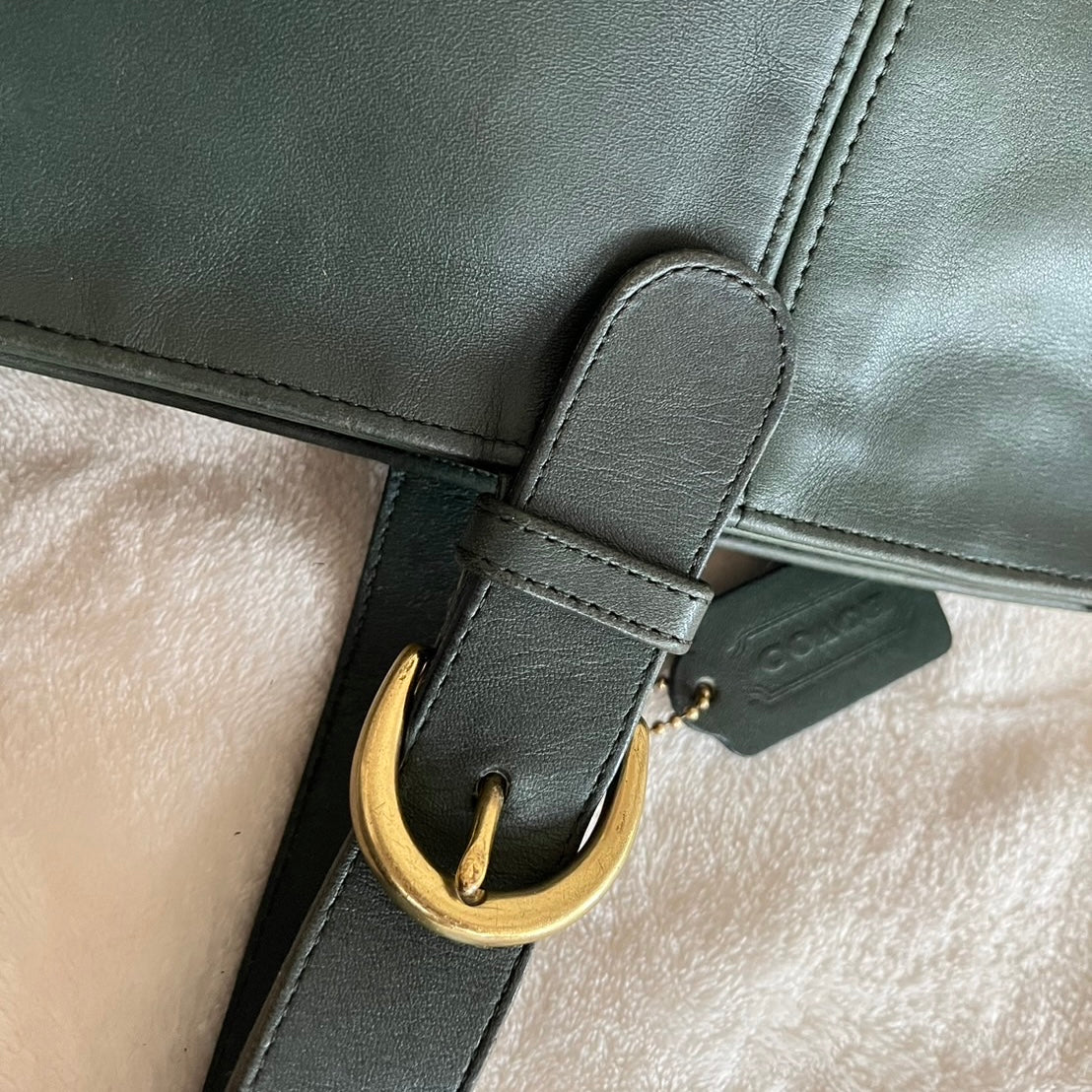 Vintage Coach 4133 Bottle Green Leather Handbag Bag USA – No Extra Fees US Only