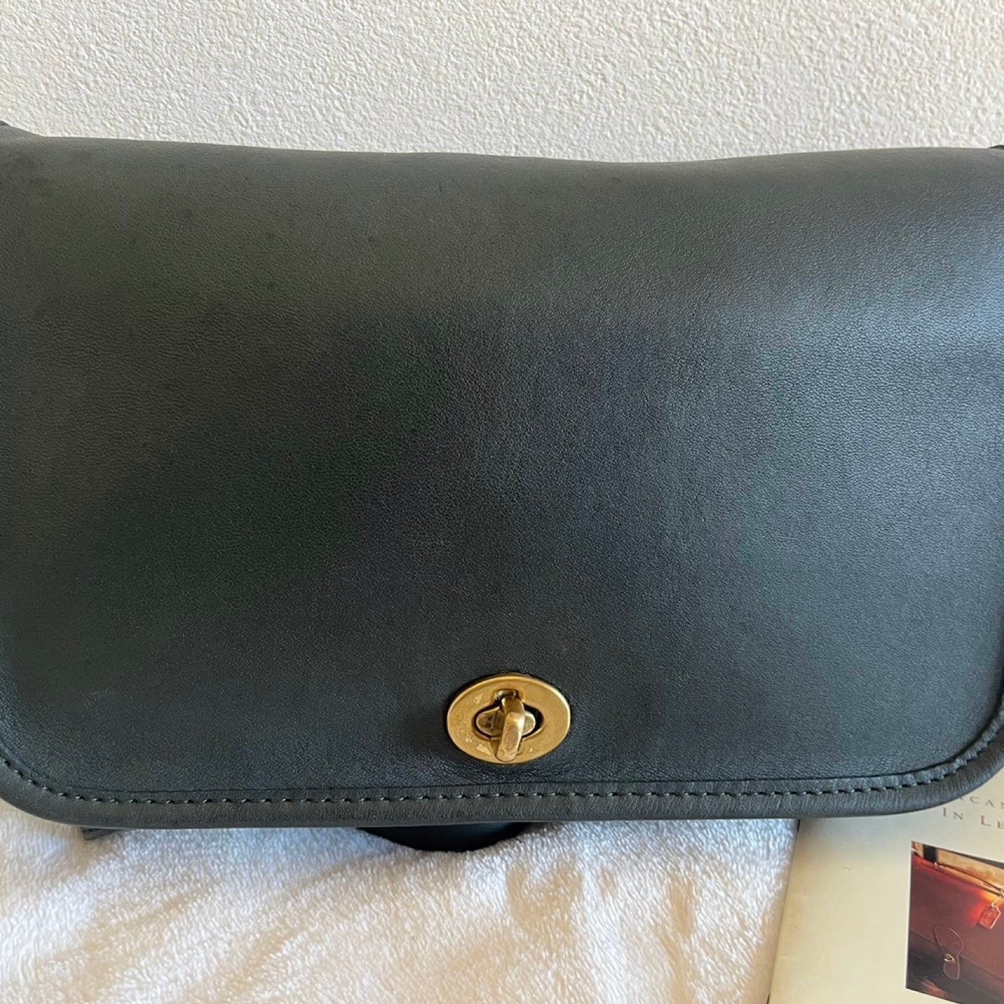 VTG Coach 9755 Green Leather Penny Pocket Purse Crossbody-No Extra Fees US Only
