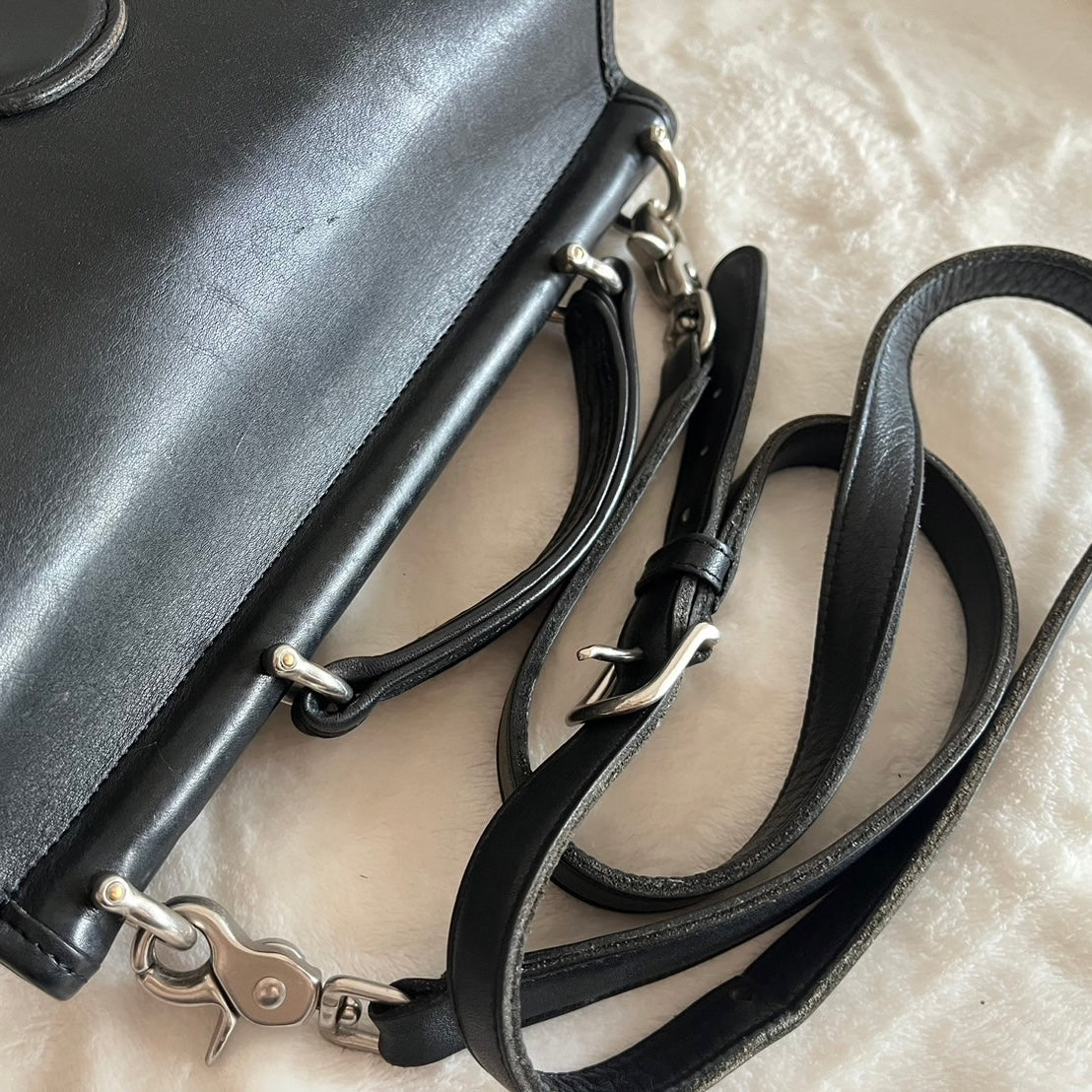 VTG Coach 9927 Black Willis Crossbody Satchel Silver–No Extra Fees US Only