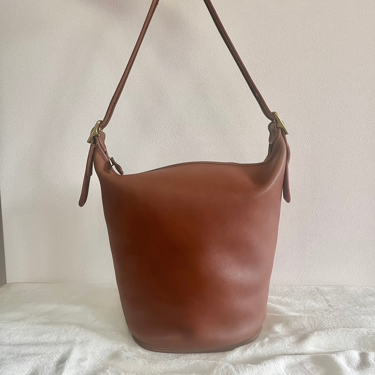 VTG Coach 9085 XL Duffle Sac British Tan Leather Shoulder Bag US No Fees