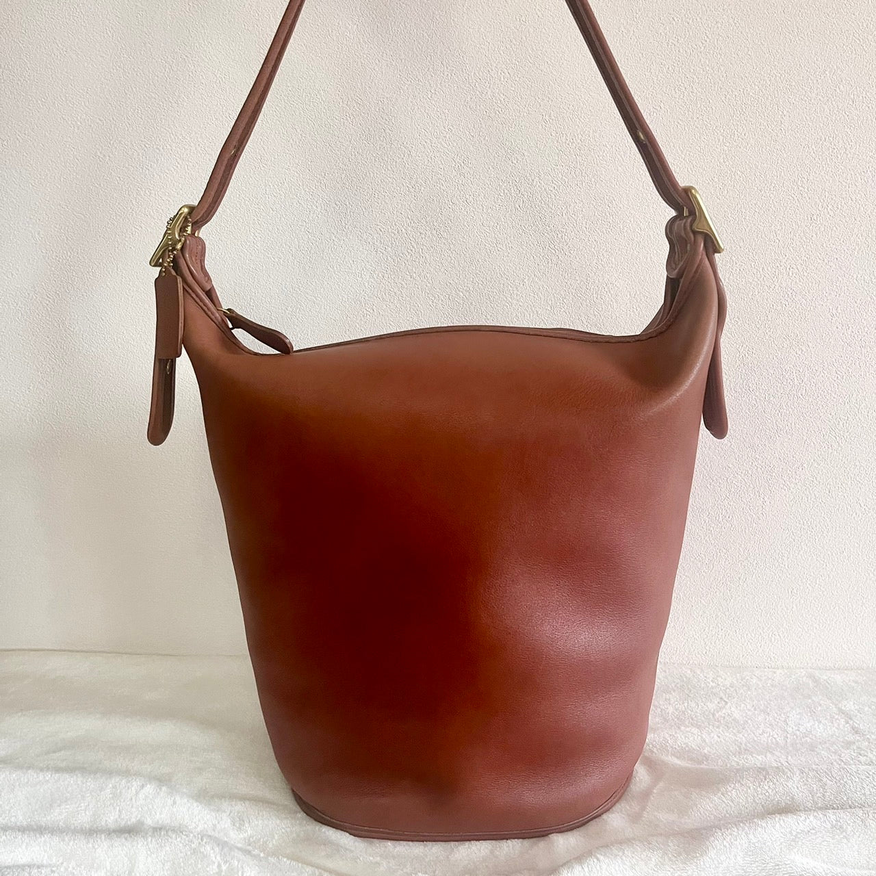 VTG Coach 9085 XL Duffle Sac British Tan Leather Shoulder Bag US No Fees