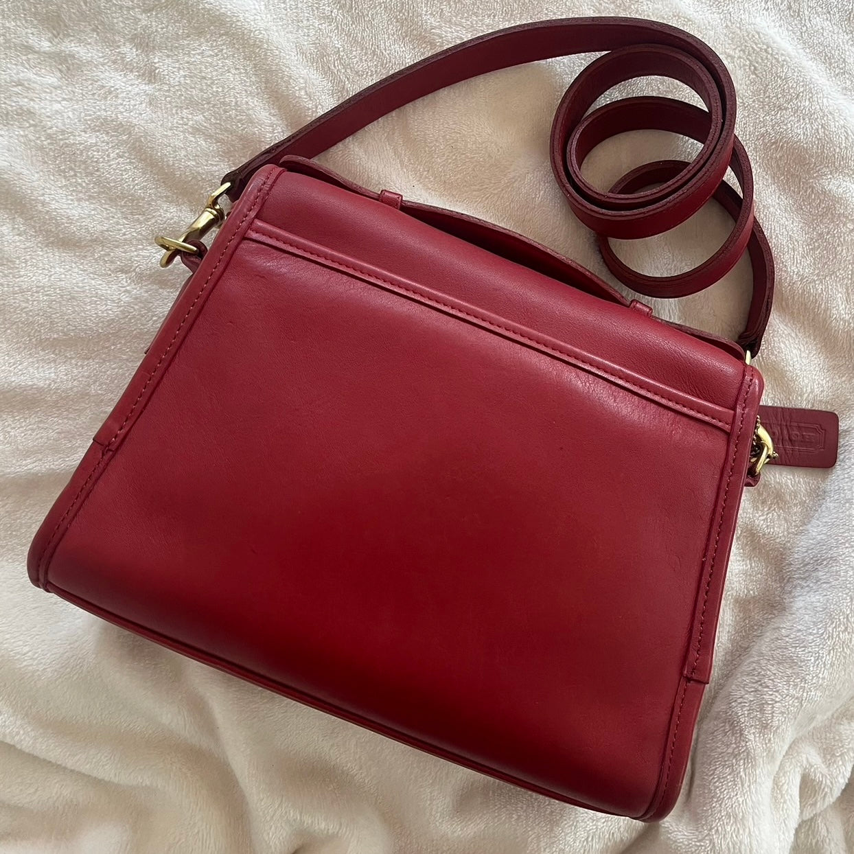 RARE Vintage Coach Court Bag 9870 RED Leather Made In USA No Fees US Only