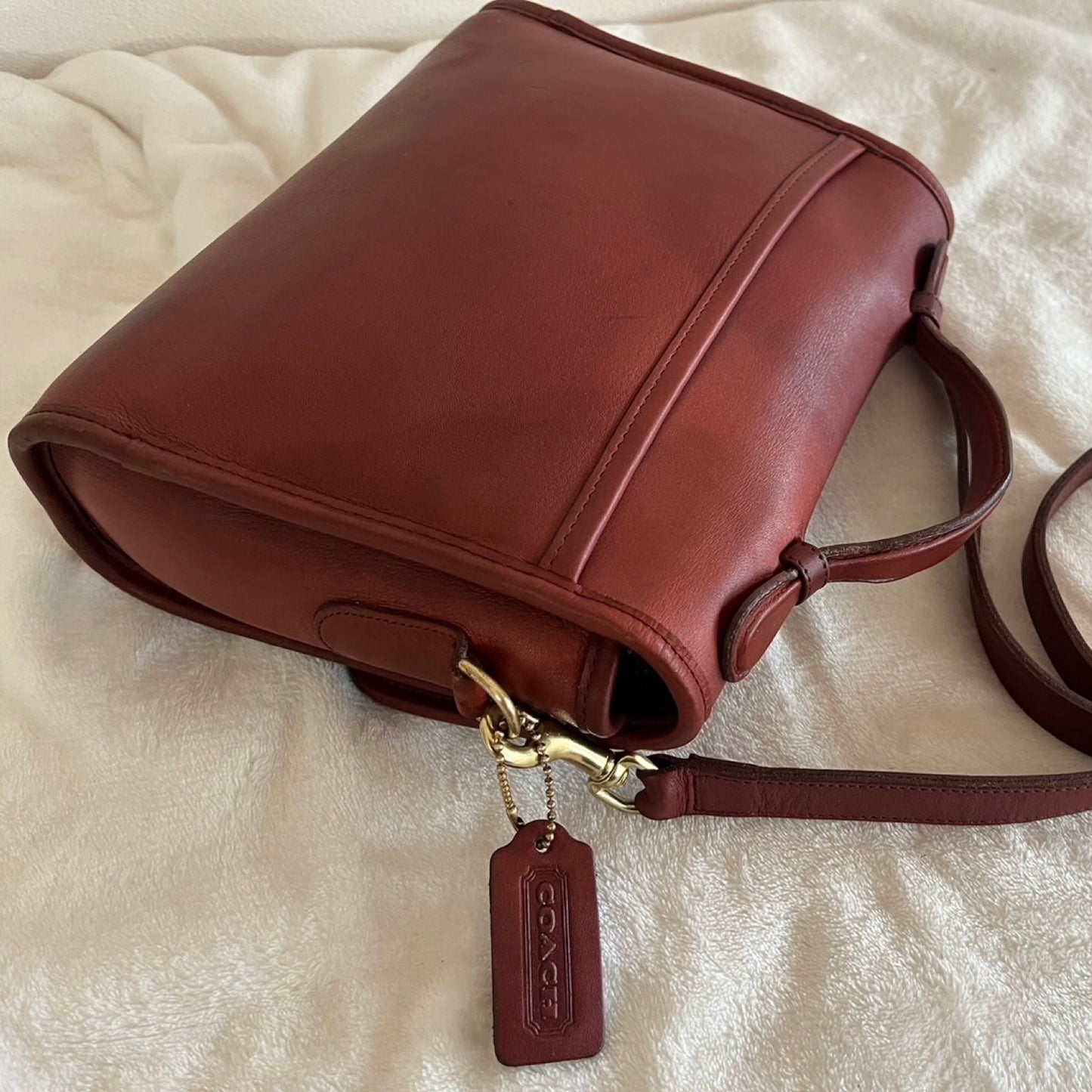 RARE Vintage Coach Court Bag 9870 Burgundy Leather Made In USA No Fees US Only