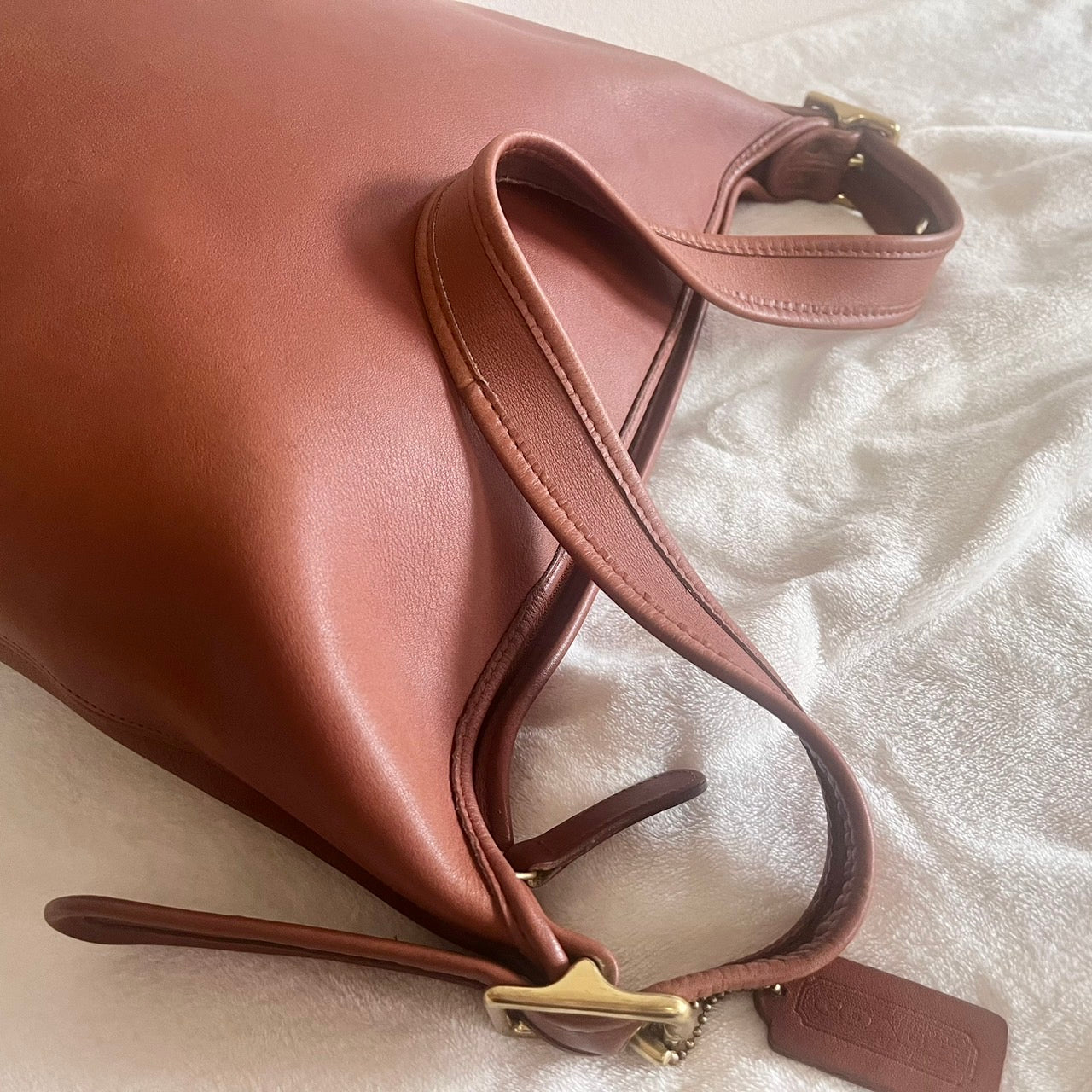 VTG Coach 9085 XL Duffle Sac British Tan Leather Shoulder Bag US No Fees