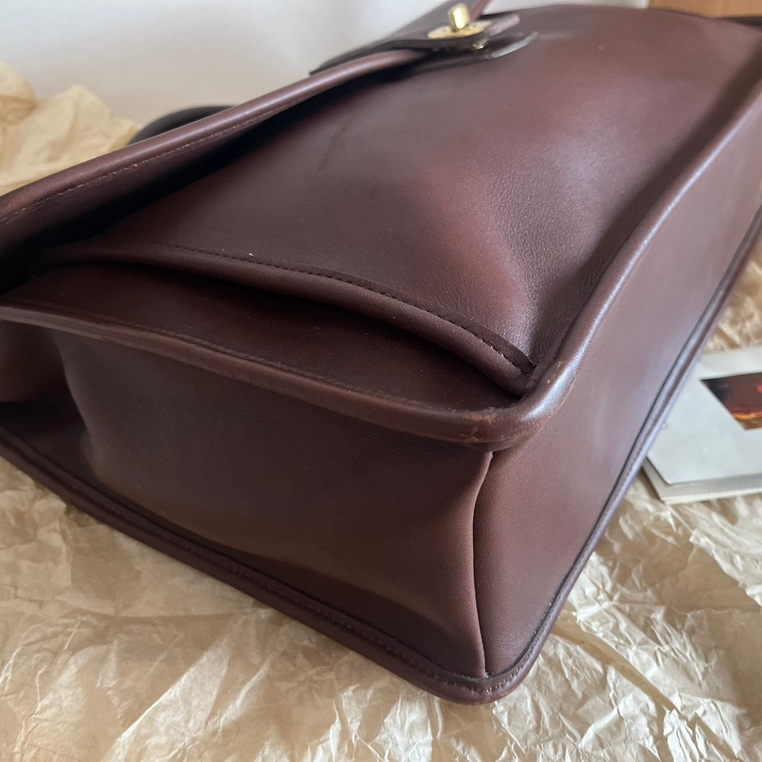 VTG Coach 5266 Pristine Beekman Mahogany Leather Briefcase–No Extra Fees US Only