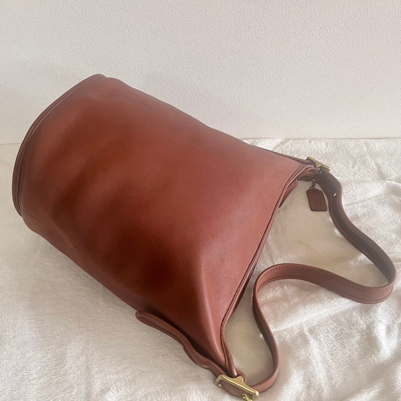 VTG Coach 9085 XL Duffle Sac British Tan Leather Shoulder Bag US No Fees