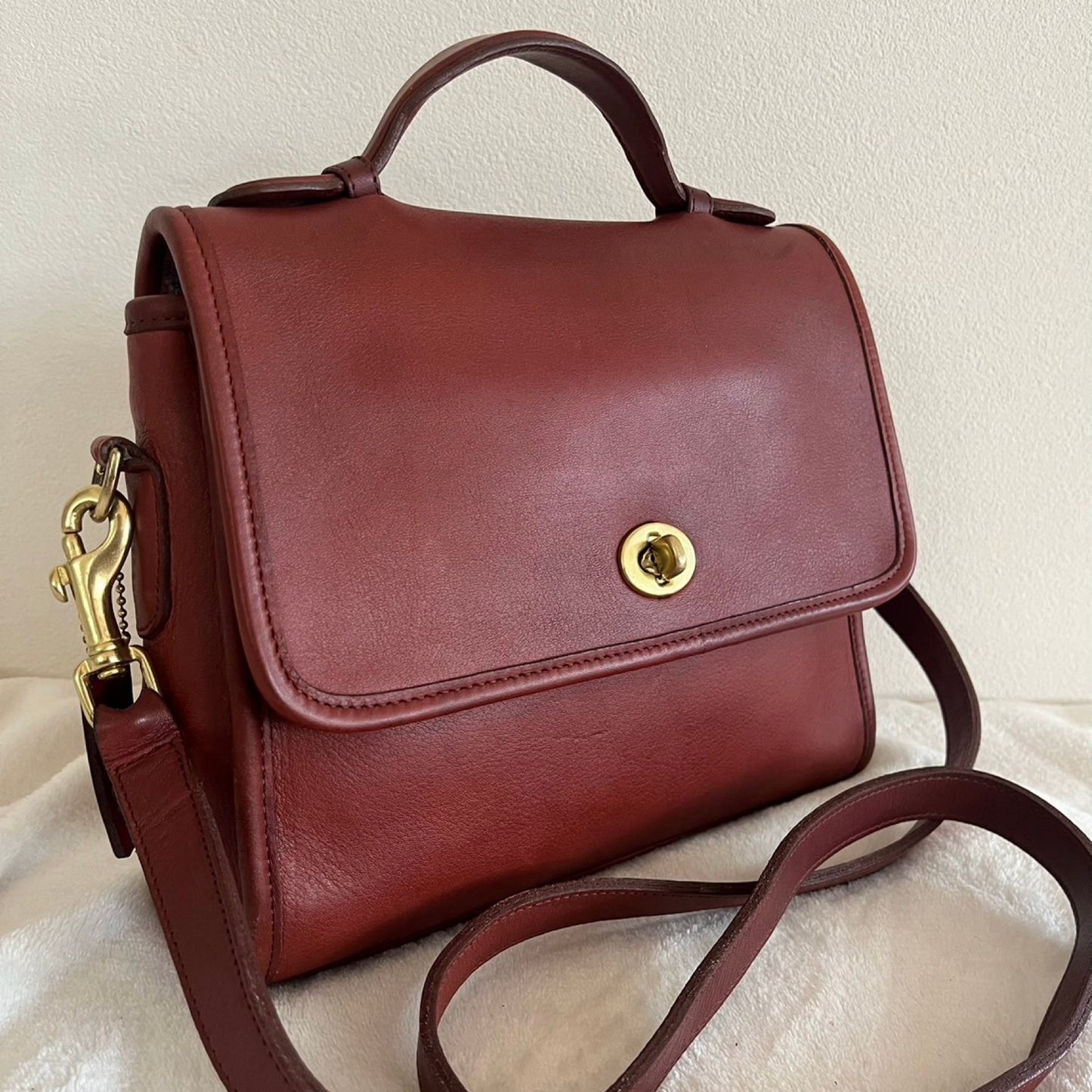 RARE Vintage Coach Court Bag 9870 Burgundy Leather Made In USA No Fees US Only