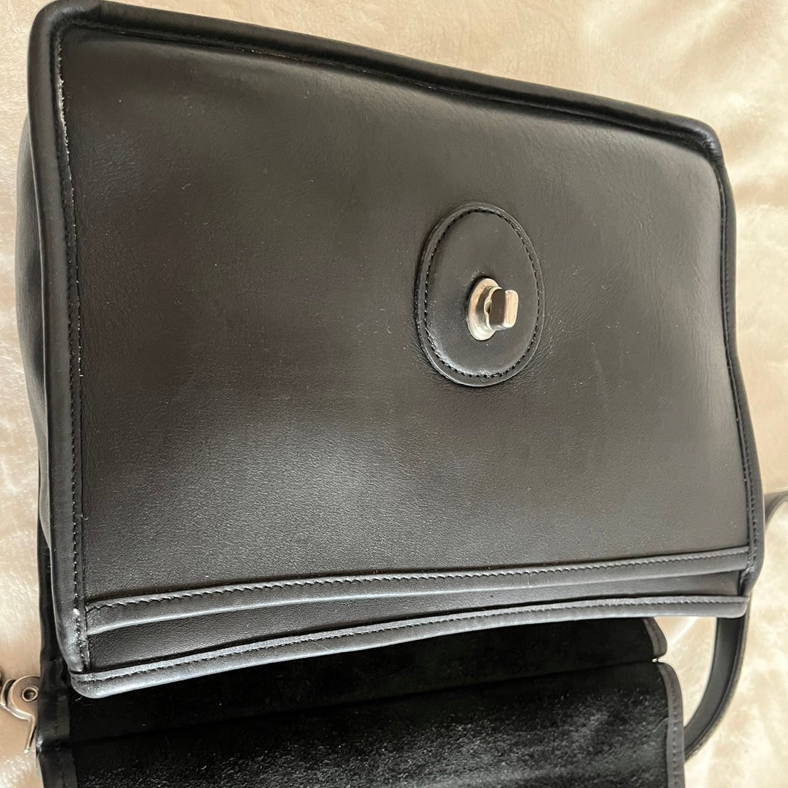 VTG Coach 9927 Black Willis Crossbody Satchel Silver–No Extra Fees US Only