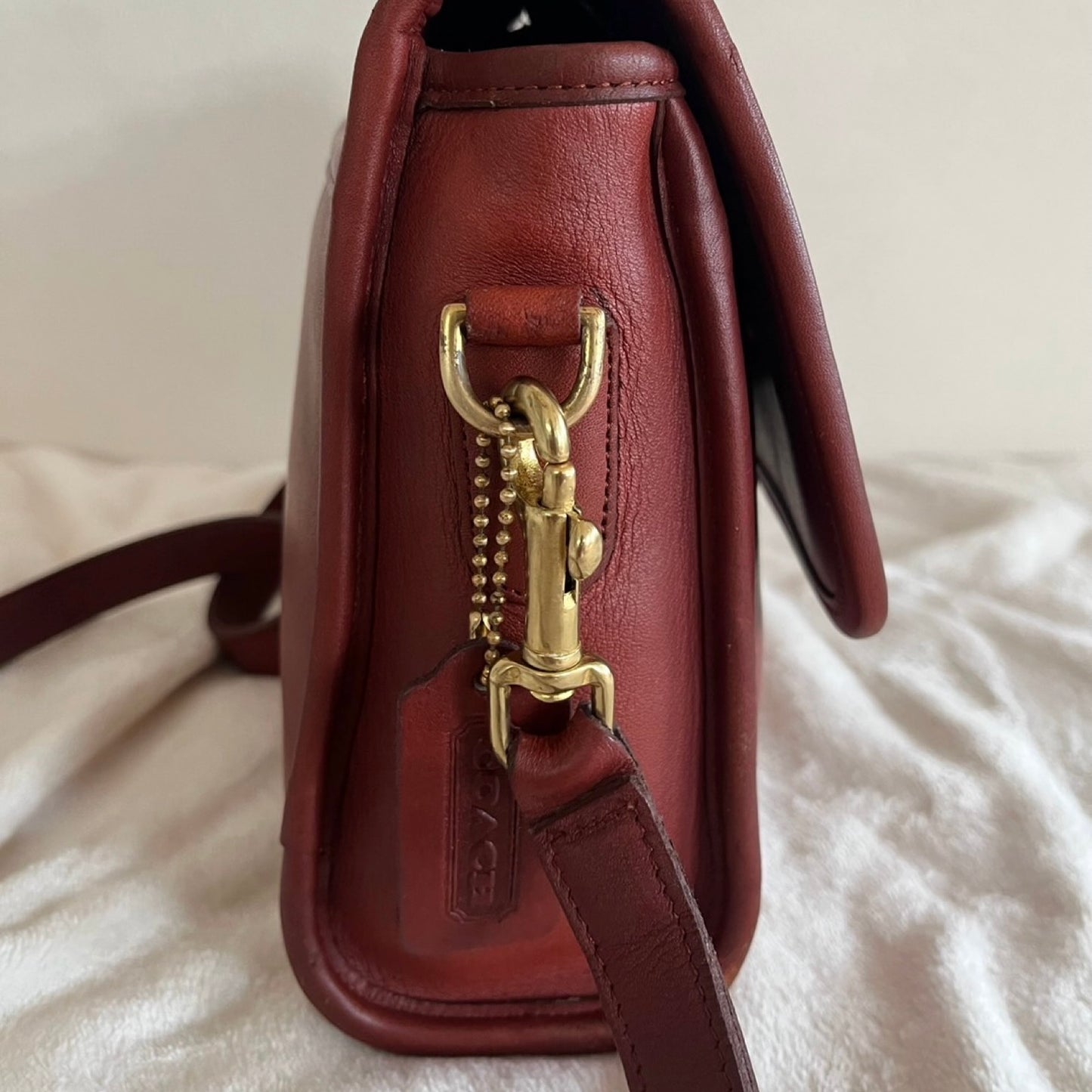 RARE Vintage Coach Court Bag 9870 Burgundy Leather Made In USA No Fees US Only