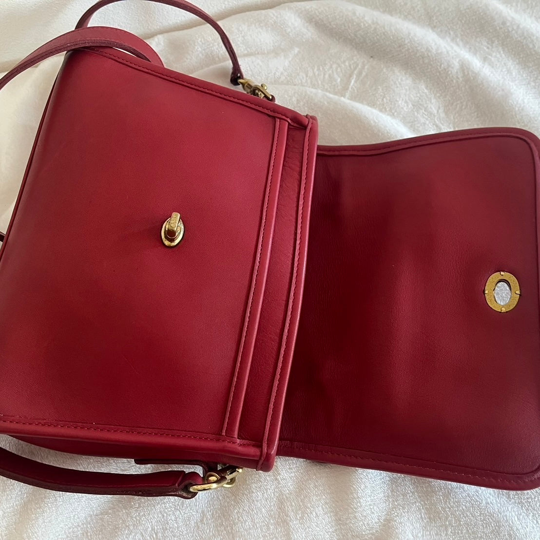 RARE Vintage Coach Court Bag 9870 RED Leather Made In USA No Fees US Only