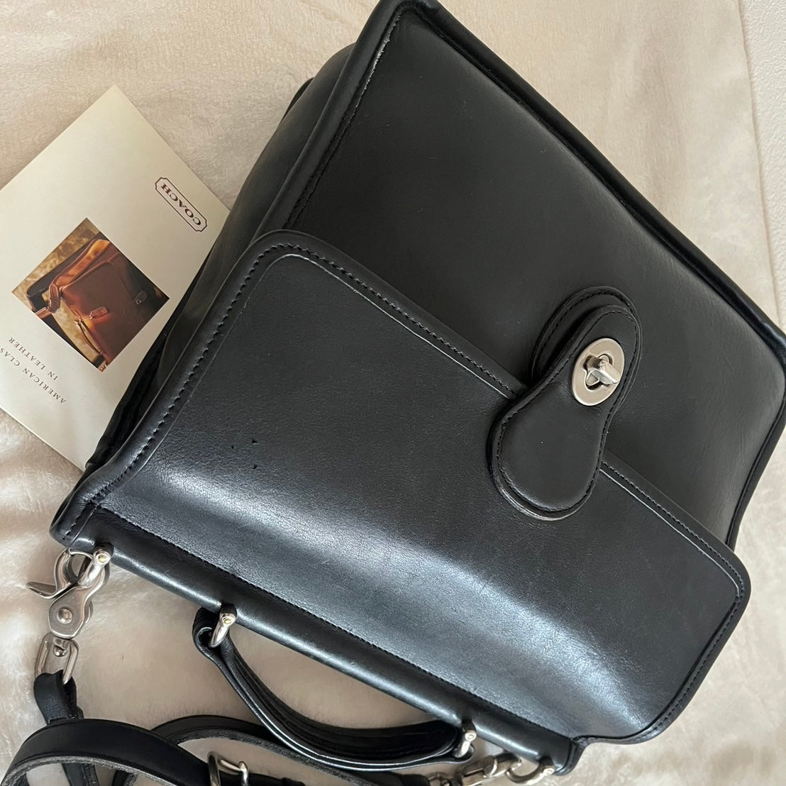 VTG Coach 9927 Black Willis Crossbody Satchel Silver–No Extra Fees US Only