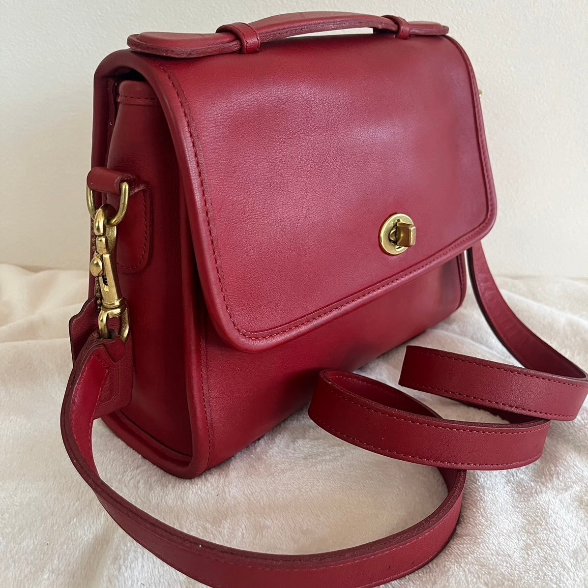 RARE Vintage Coach Court Bag 9870 RED Leather Made In USA No Fees US Only