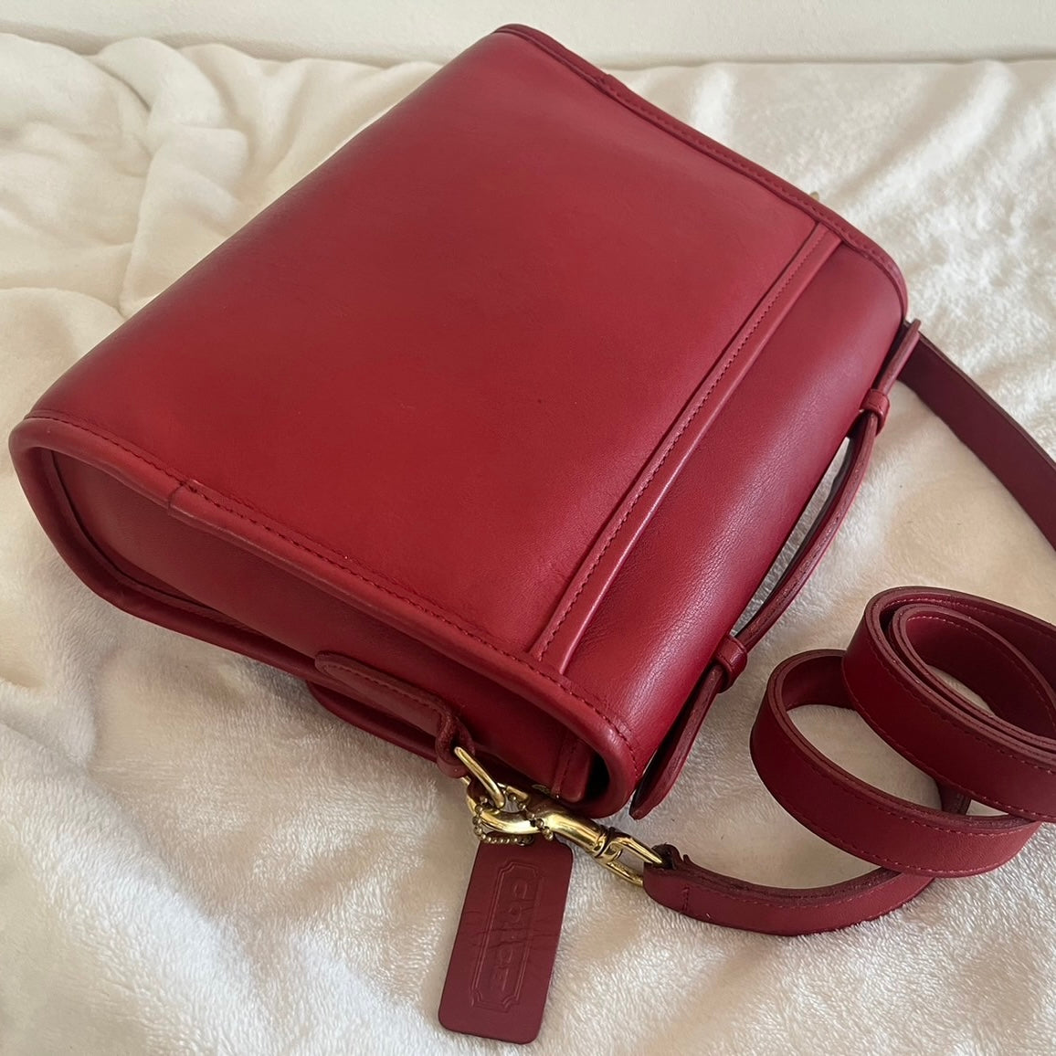 RARE Vintage Coach Court Bag 9870 RED Leather Made In USA No Fees US Only