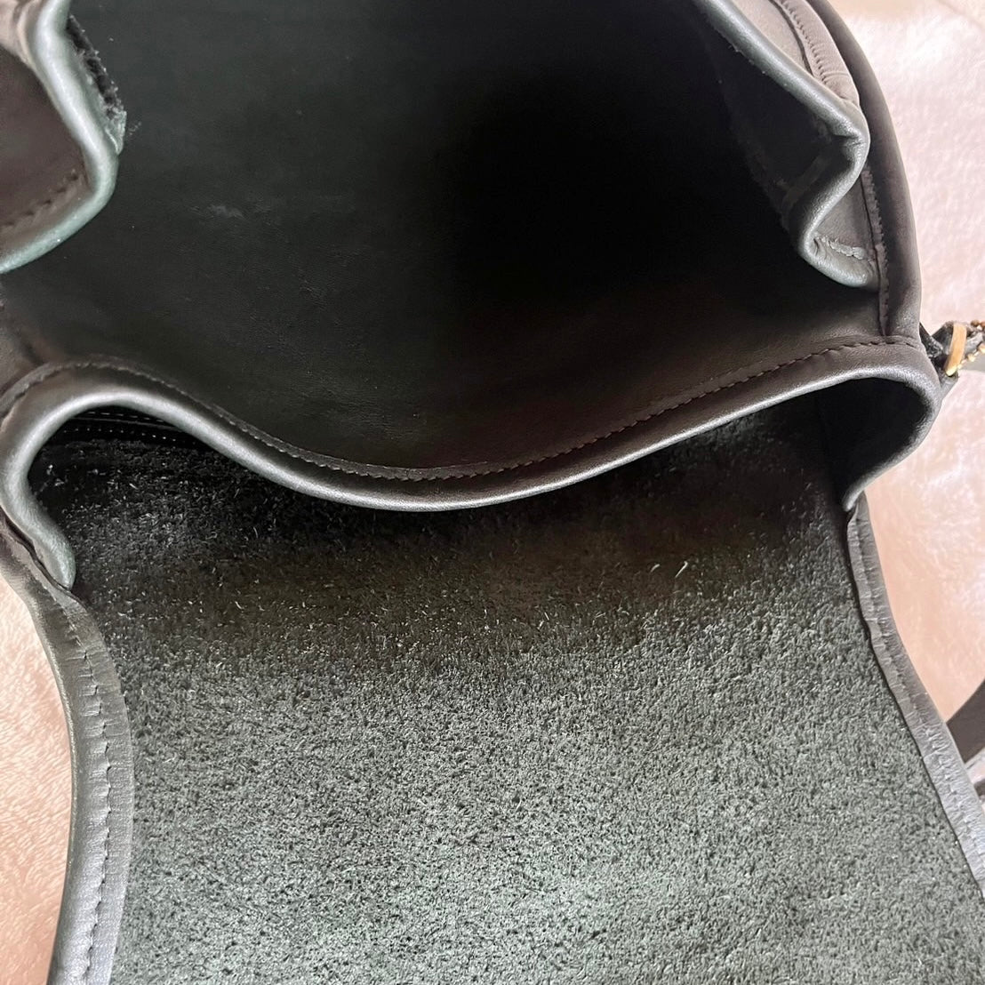 VTG Coach 9851 Bottle Green Leather Saddle Bag Crossbody-No Extra Fees US Only