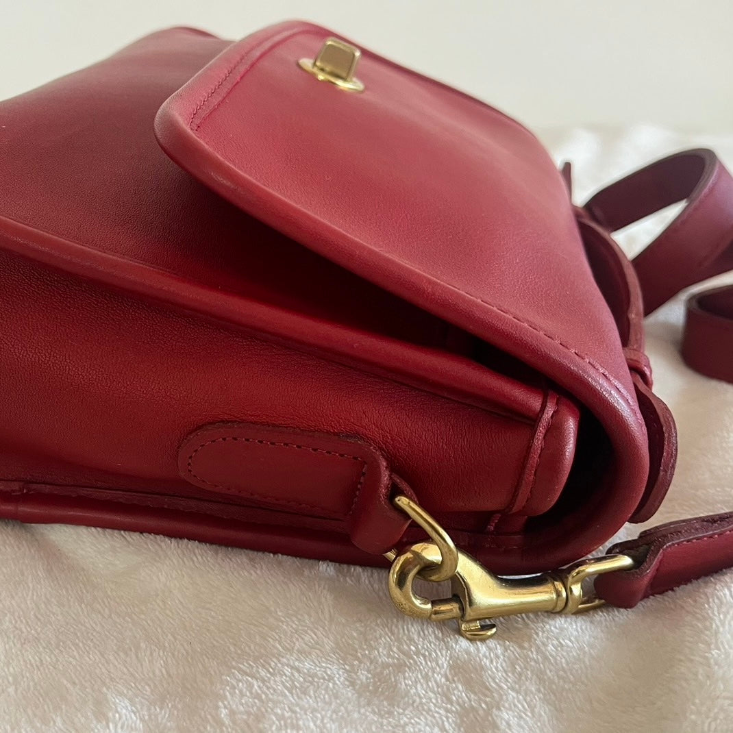 RARE Vintage Coach Court Bag 9870 RED Leather Made In USA No Fees US Only
