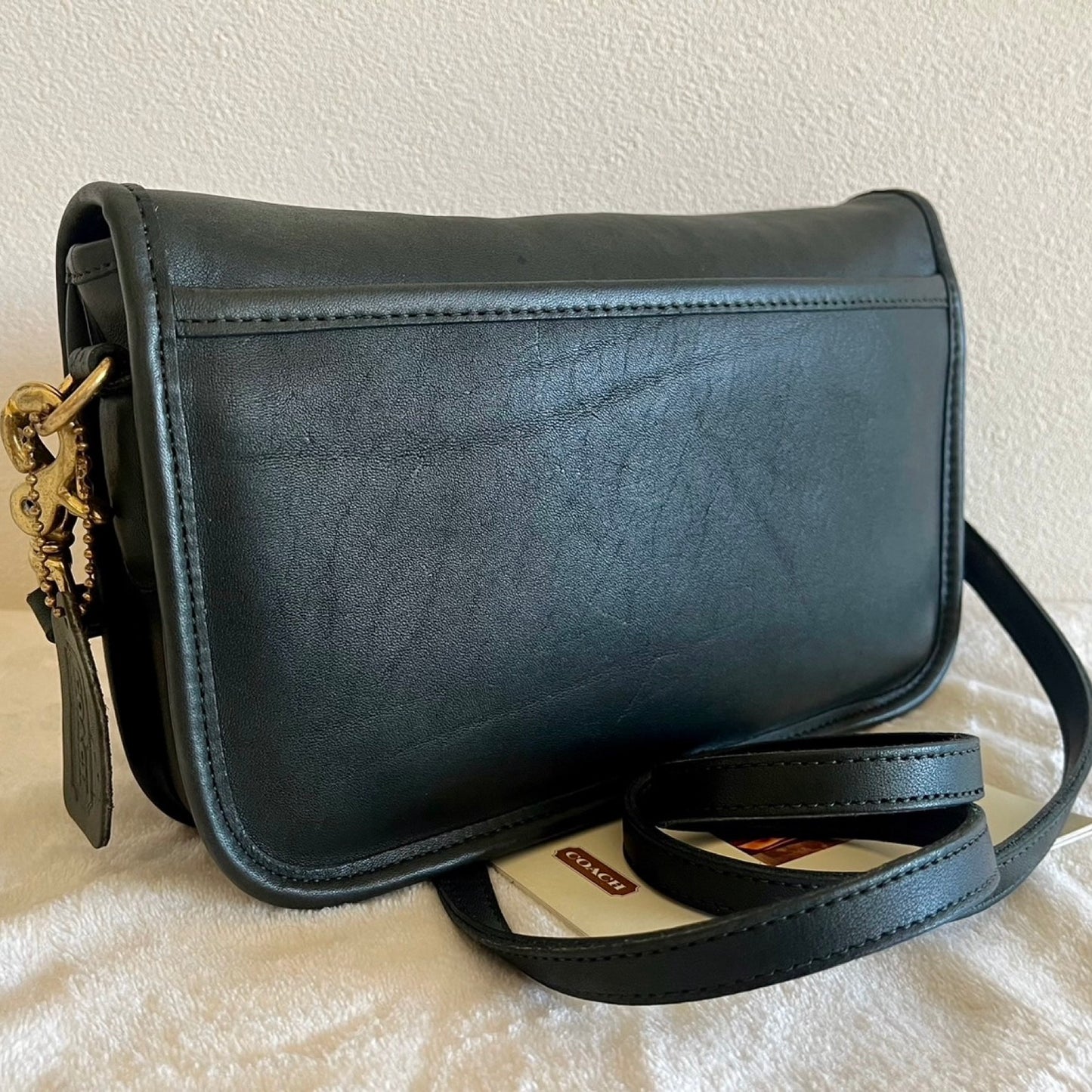 VTG Coach 9755 Green Leather Penny Pocket Purse Crossbody-No Extra Fees US Only