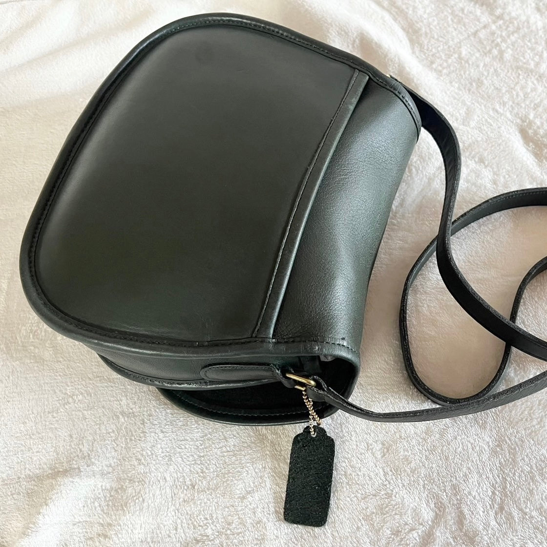 VTG Coach 9851 Bottle Green Leather Saddle Bag Crossbody-No Extra Fees US Only