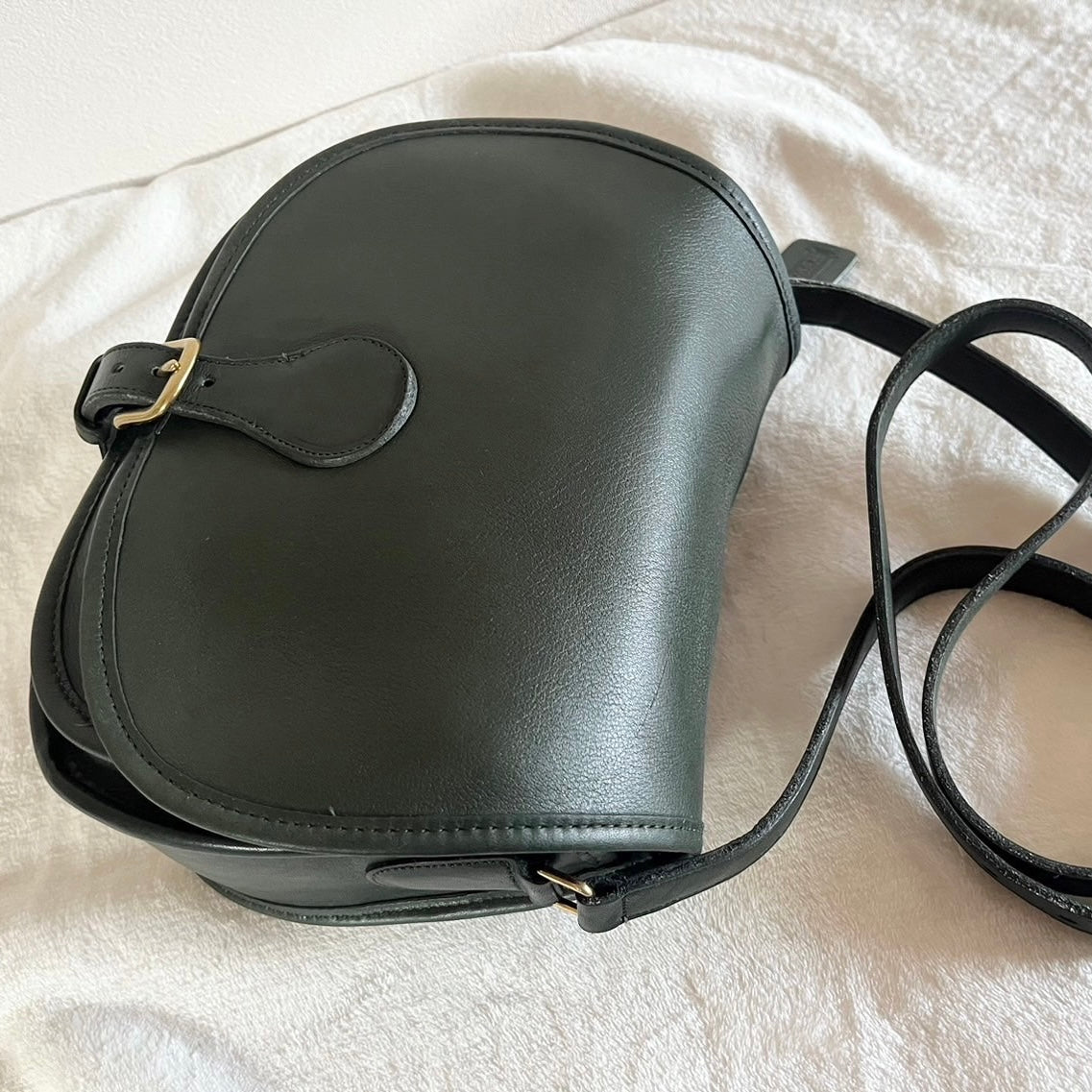 VTG Coach 9851 Bottle Green Leather Saddle Bag Crossbody-No Extra Fees US Only