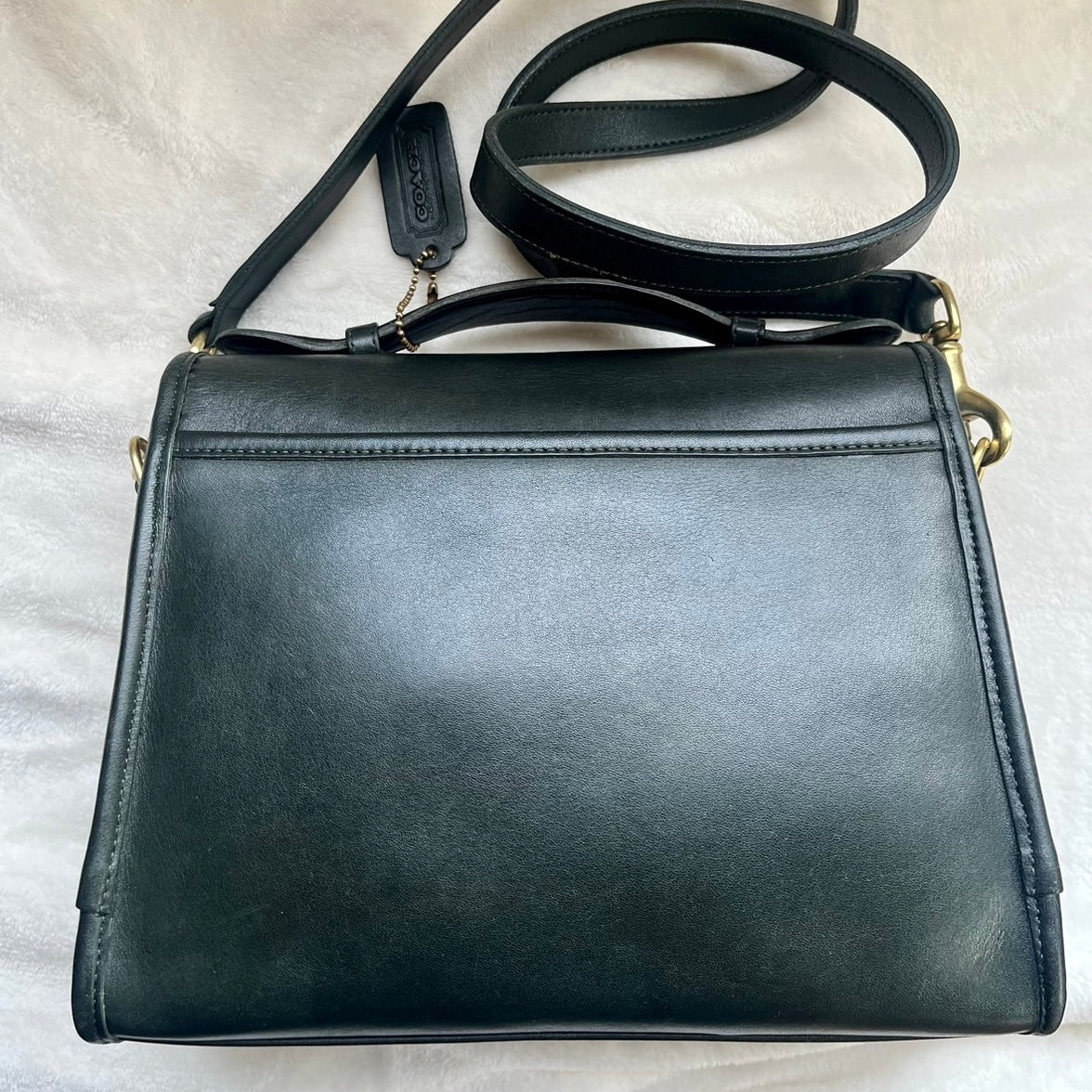 VTG Coach 9870 Bottle Green Leather Court Bag Satchel Crossbody US No Fees