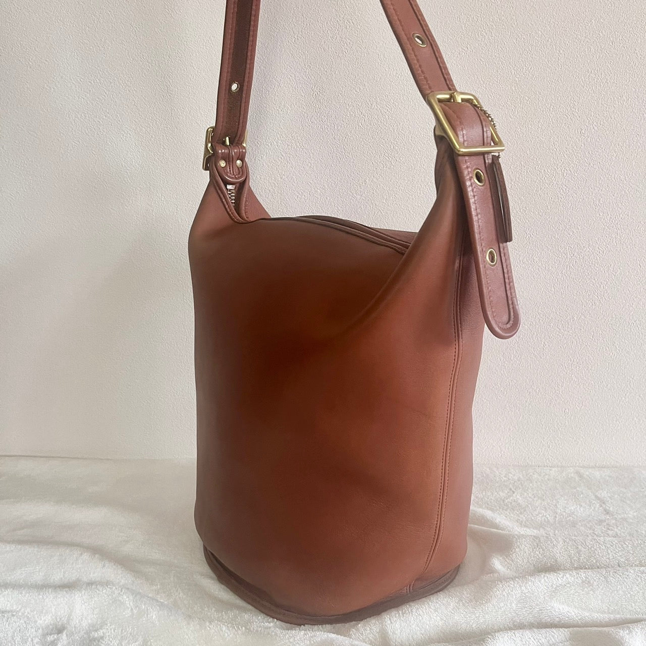 VTG Coach 9085 XL Duffle Sac British Tan Leather Shoulder Bag US No Fees