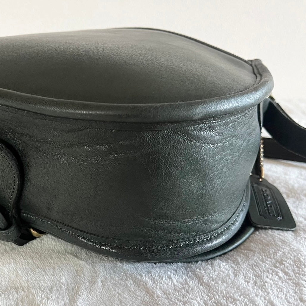 VTG Coach 9851 Bottle Green Leather Saddle Bag Crossbody-No Extra Fees US Only