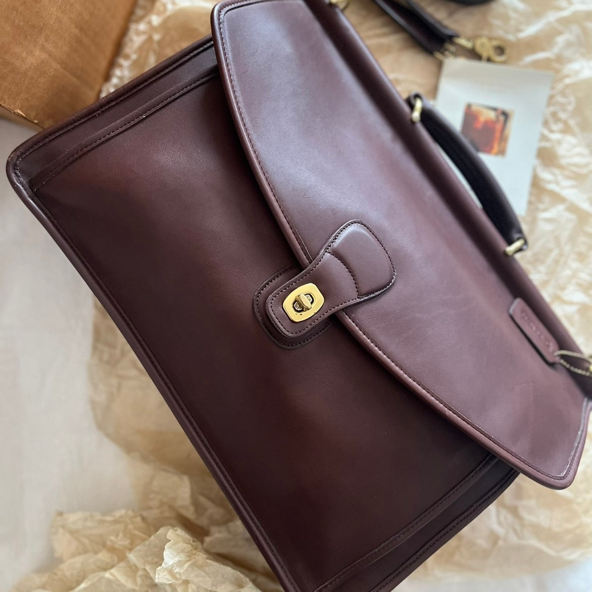 VTG Coach 5266 Pristine Beekman Mahogany Leather Briefcase–No Extra Fees US Only