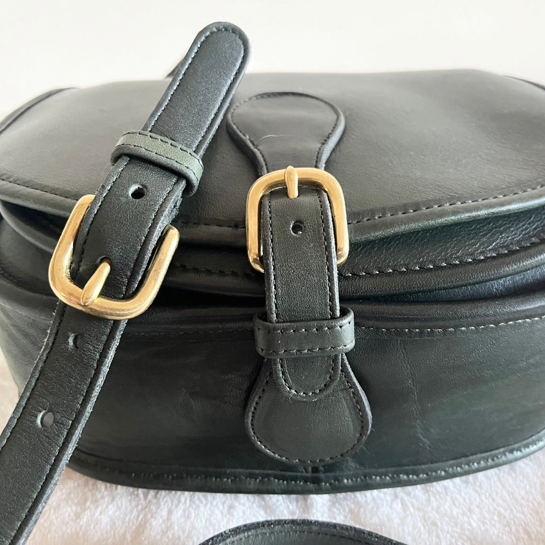 VTG Coach 9851 Bottle Green Leather Saddle Bag Crossbody-No Extra Fees US Only