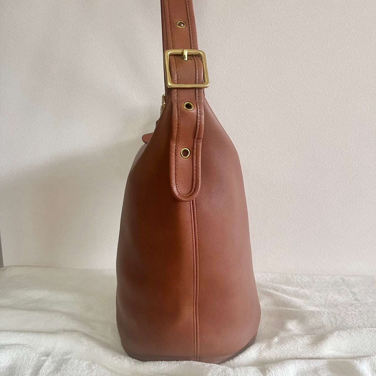 VTG Coach 9085 XL Duffle Sac British Tan Leather Shoulder Bag US No Fees