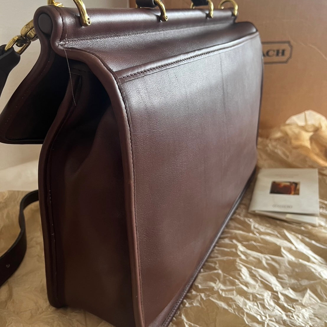 VTG Coach 5266 Pristine Beekman Mahogany Leather Briefcase–No Extra Fees US Only