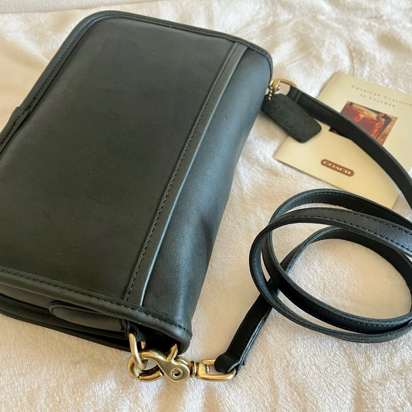 VTG Coach 9755 Green Leather Penny Pocket Purse Crossbody-No Extra Fees US Only