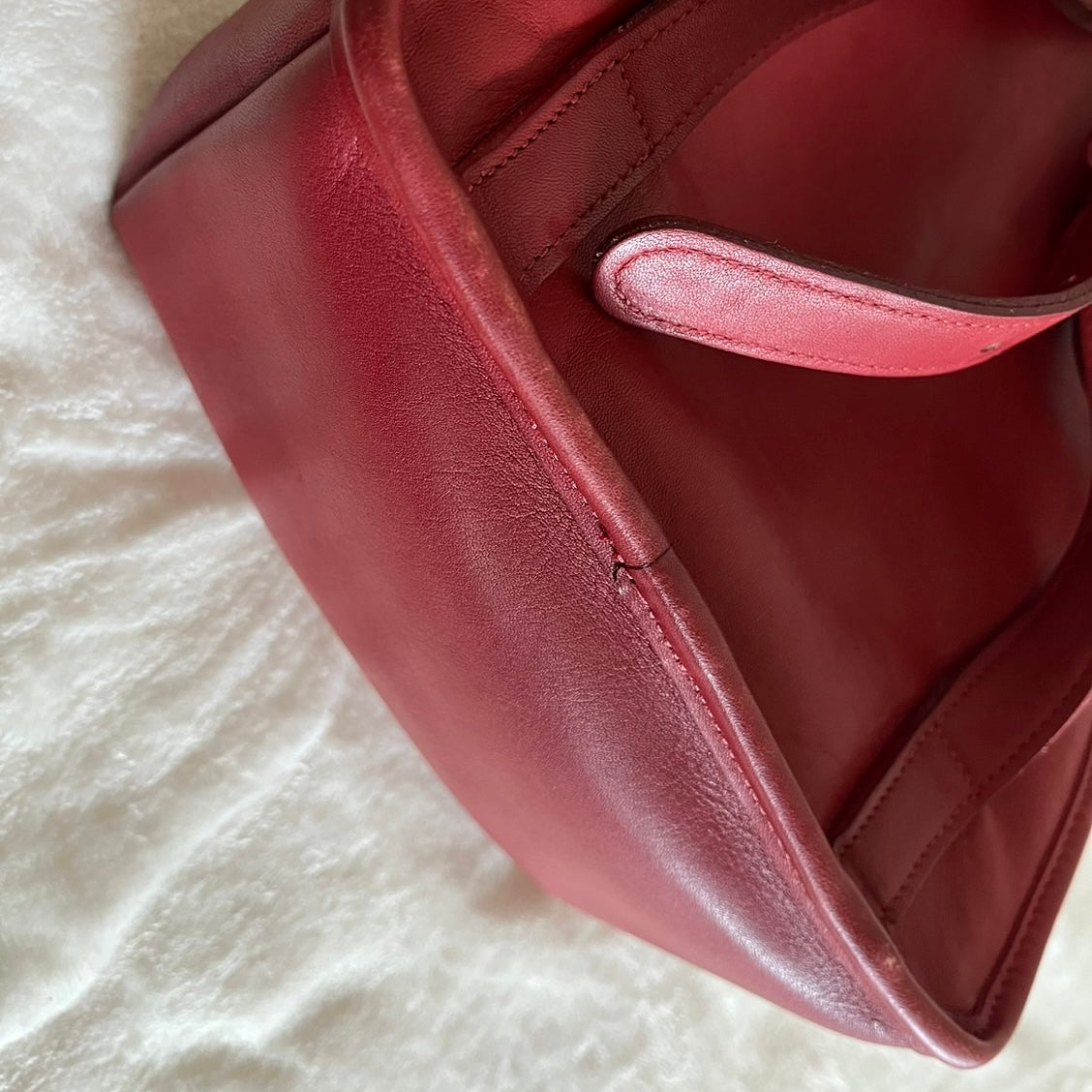 VTG Coach 9960 Red Leather Turnlock Drawstring Backpack – No Extra Fees US Only