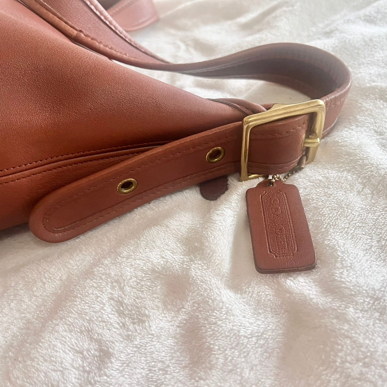 VTG Coach 9085 XL Duffle Sac British Tan Leather Shoulder Bag US No Fees