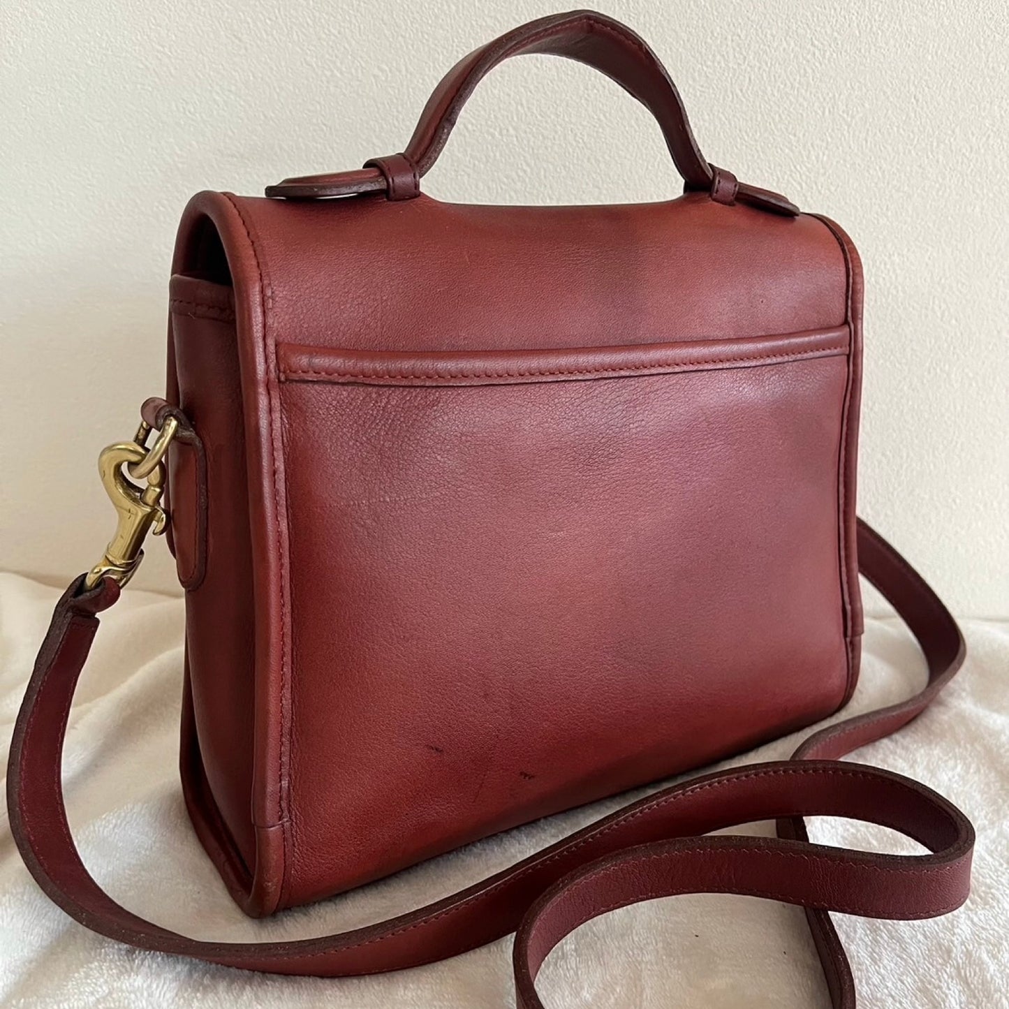 RARE Vintage Coach Court Bag 9870 Burgundy Leather Made In USA No Fees US Only
