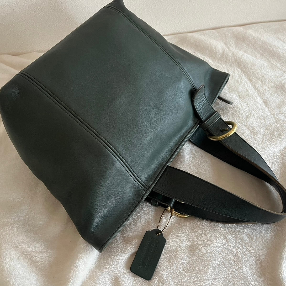 Vintage Coach 4133 Bottle Green Leather Handbag Bag USA – No Extra Fees US Only