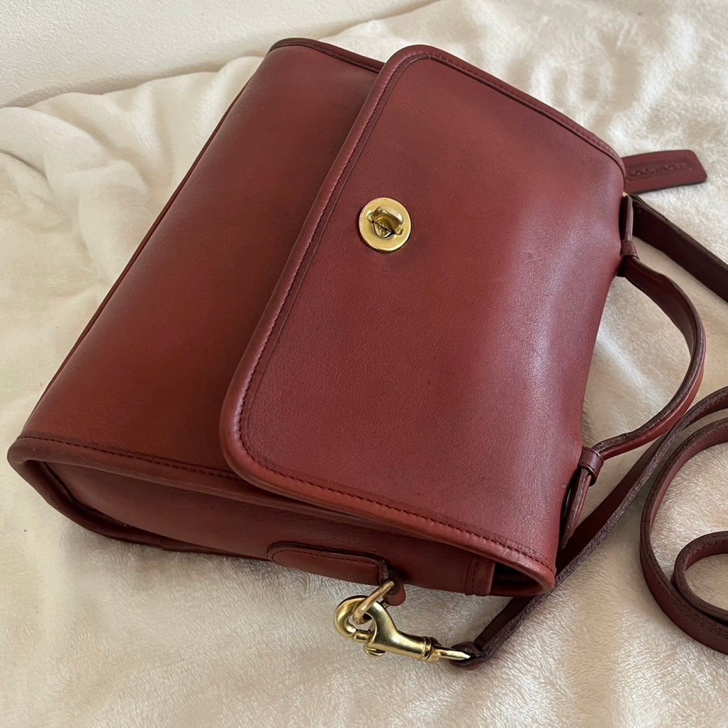 RARE Vintage Coach Court Bag 9870 Burgundy Leather Made In USA No Fees US Only