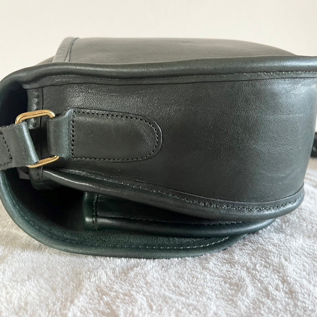 VTG Coach 9851 Bottle Green Leather Saddle Bag Crossbody-No Extra Fees US Only