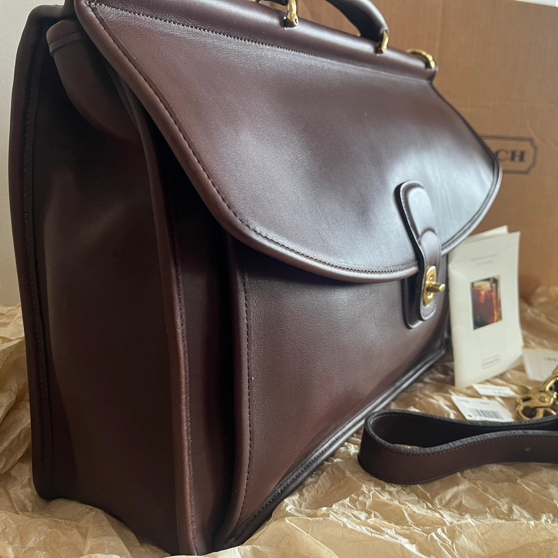 VTG Coach 5266 Pristine Beekman Mahogany Leather Briefcase–No Extra Fees US Only