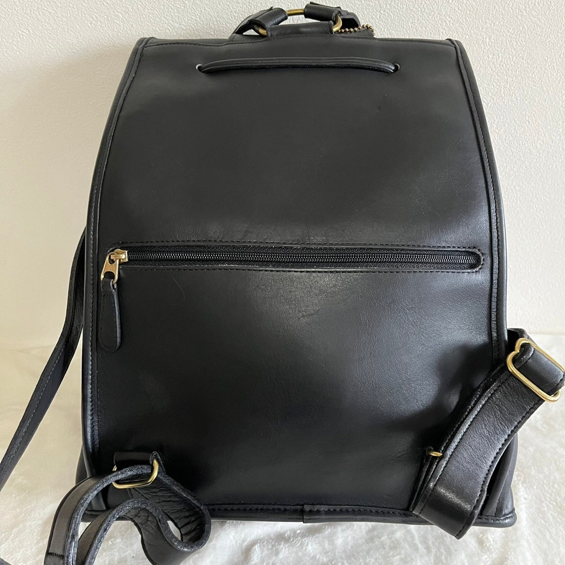VTG Coach 9943 Black Leather Daypack Backpack Travel Bag – No Extra Fees US Only