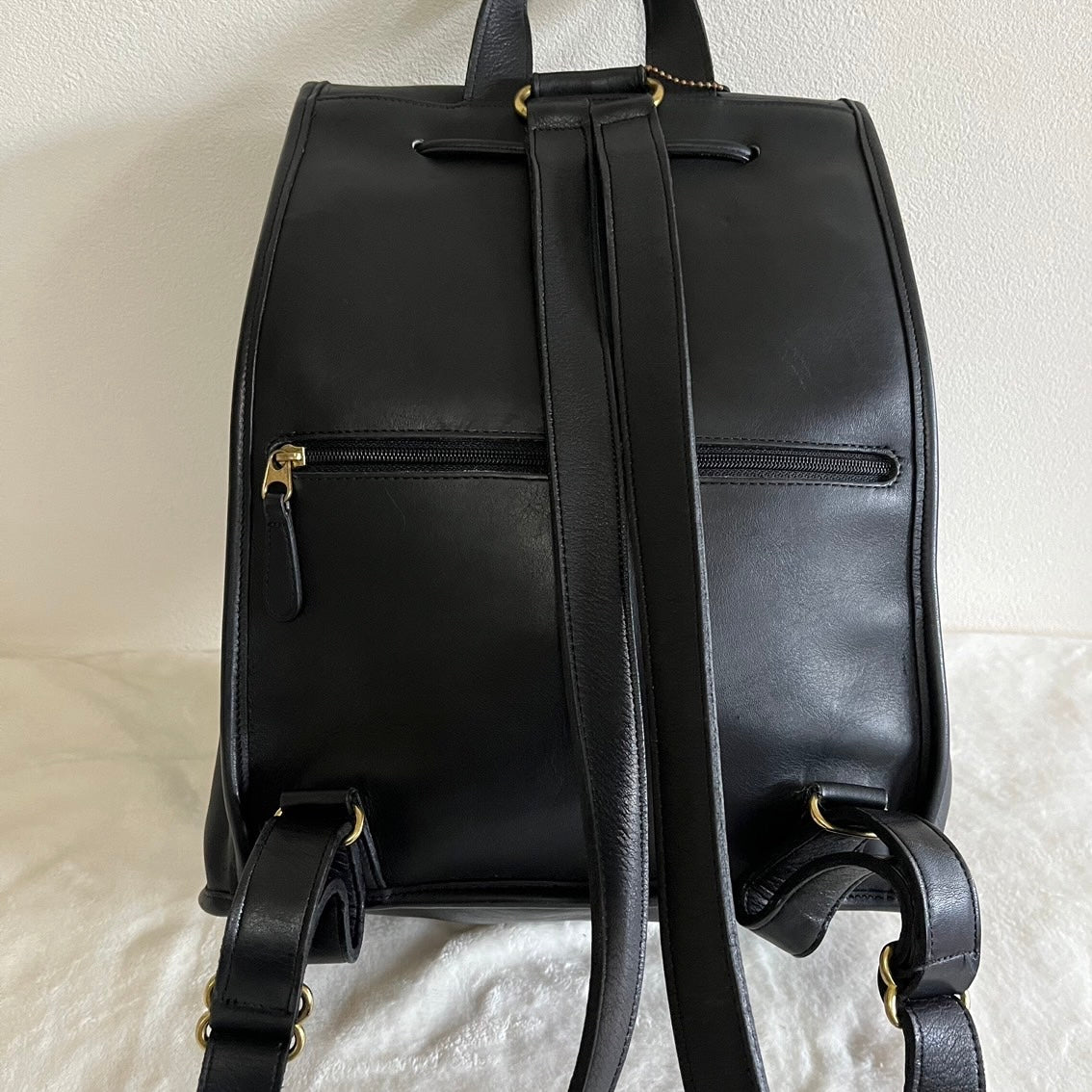 VTG Coach 9943 Black Leather Daypack Backpack Travel Bag – No Extra Fees US Only