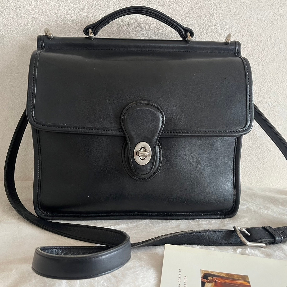 VTG Coach 9927 Black Willis Crossbody Satchel Silver–No Extra Fees US Only