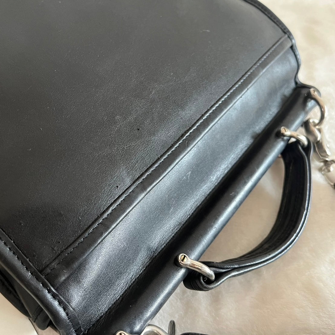 VTG Coach 9927 Black Willis Crossbody Satchel Silver–No Extra Fees US Only