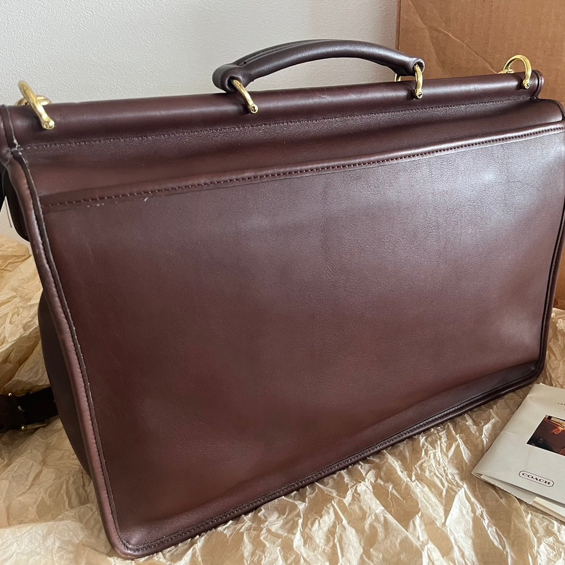 VTG Coach 5266 Pristine Beekman Mahogany Leather Briefcase–No Extra Fees US Only
