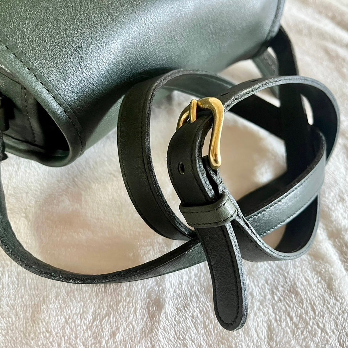VTG Coach 9851 Bottle Green Leather Saddle Bag Crossbody-No Extra Fees US Only