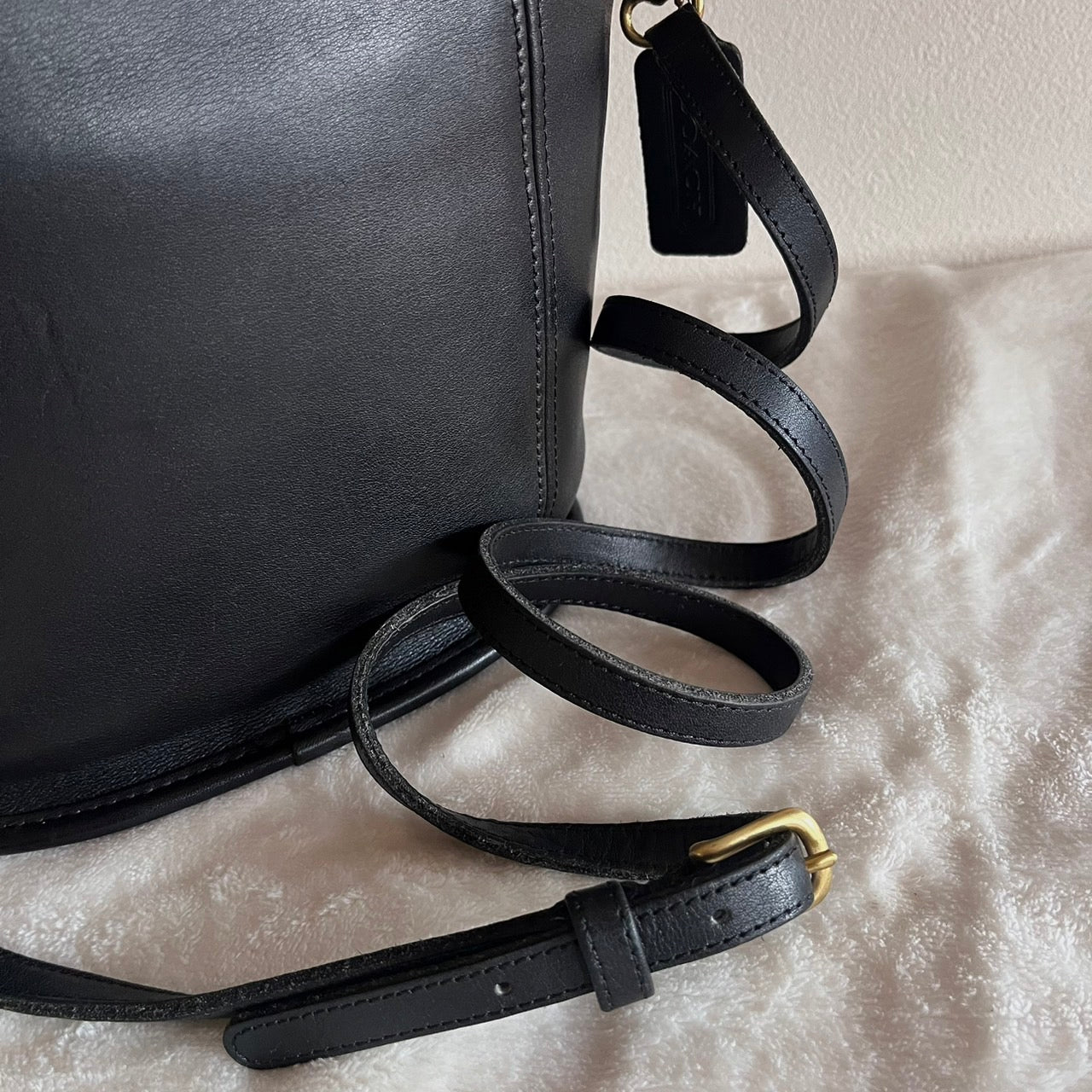 Vintage Coach 9993 Black Leather Mini Shopper Bucket Tote Bag USA – No Extra Fees US Only