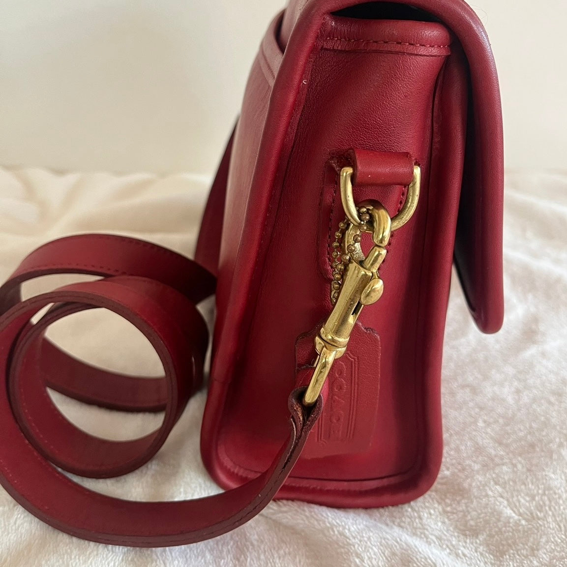 RARE Vintage Coach Court Bag 9870 RED Leather Made In USA No Fees US Only