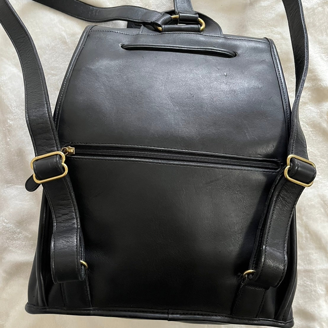 VTG Coach 9943 Black Leather Daypack Backpack Travel Bag – No Extra Fees US Only