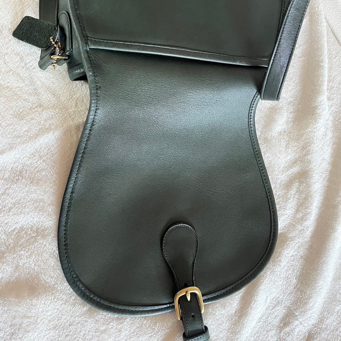 VTG Coach 9851 Bottle Green Leather Saddle Bag Crossbody-No Extra Fees US Only