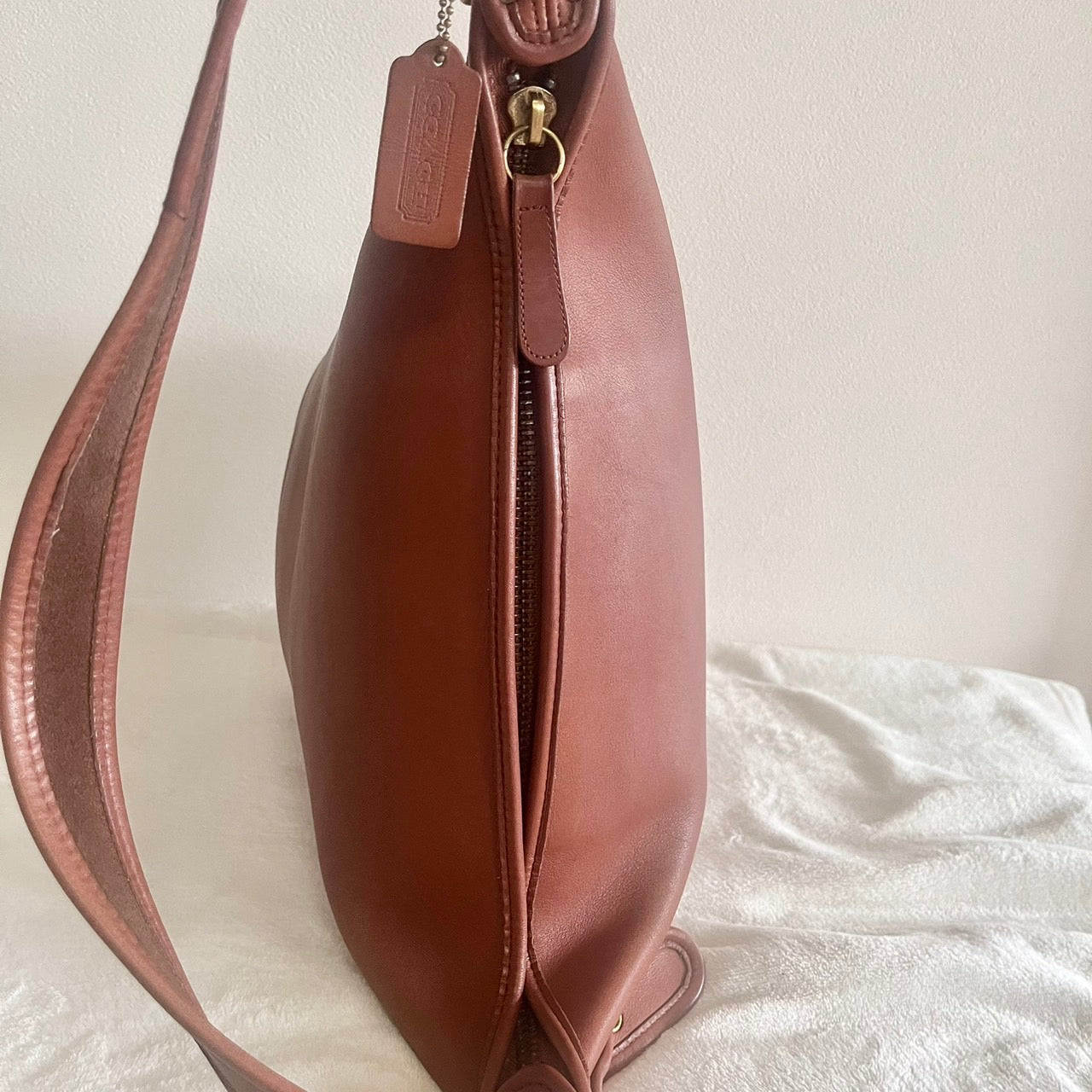 VTG Coach 9085 XL Duffle Sac British Tan Leather Shoulder Bag US No Fees