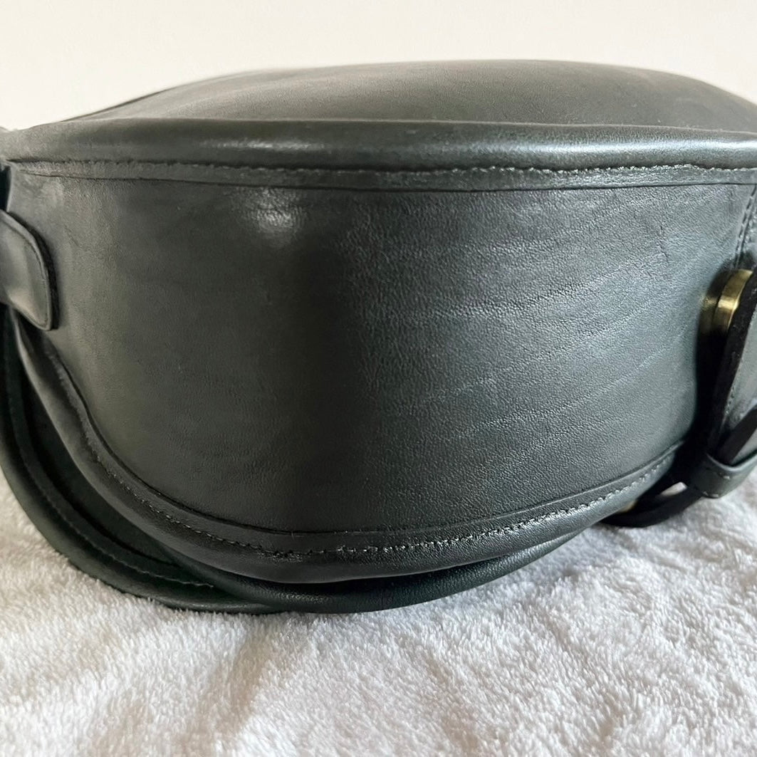 VTG Coach 9851 Bottle Green Leather Saddle Bag Crossbody-No Extra Fees US Only